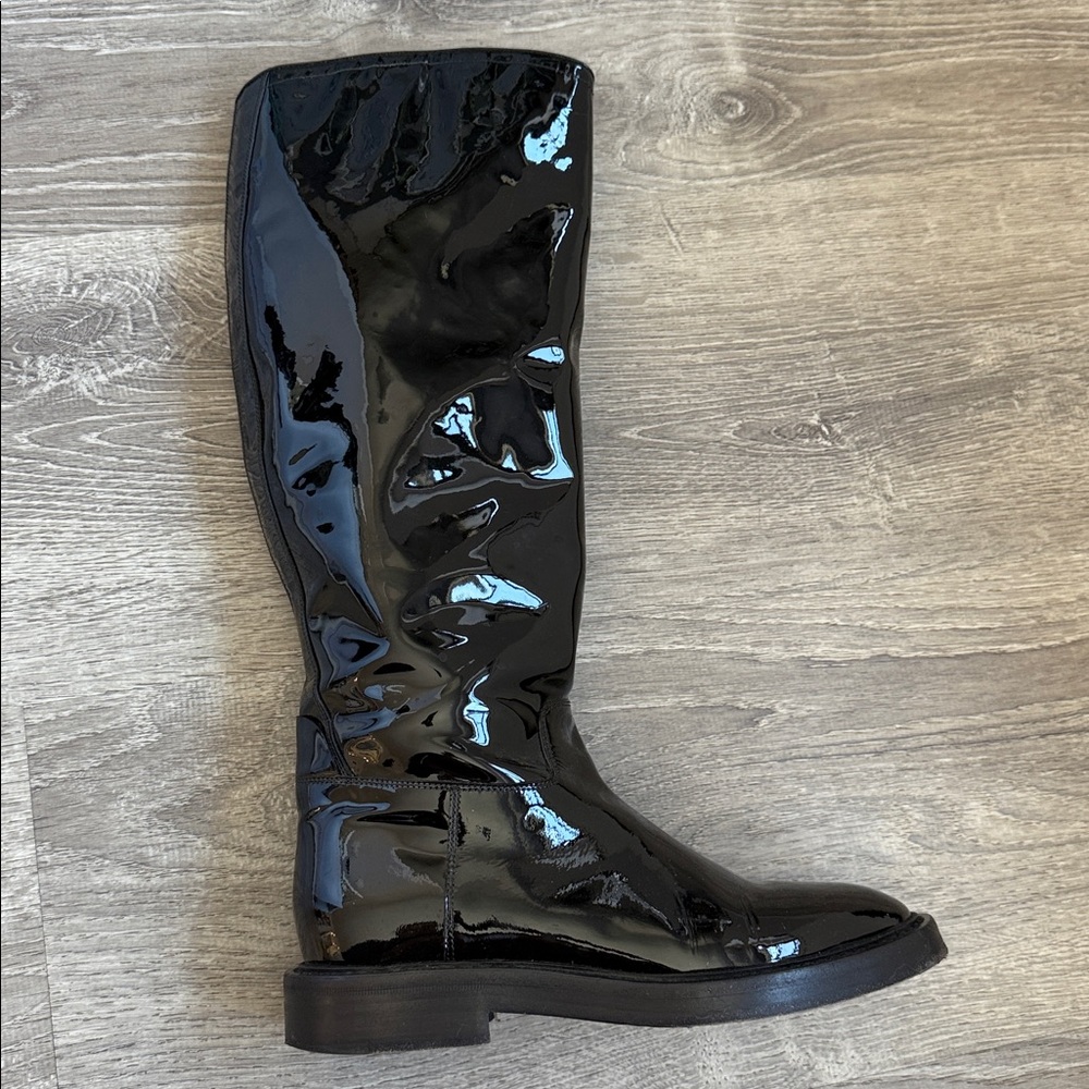 Balenciaga Shiny Black Knee-High Boots - Picture 7 of 14